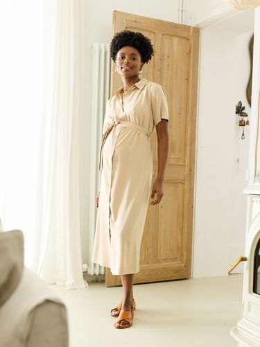 Robe allaitement mi-mollet beige - Vertbaudet - Modalova