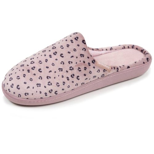 Chaussons Mules Microvelours Semelle Ergonomique Soutien Voûte Plantaire Léopard Blush - Isotoner - Modalova
