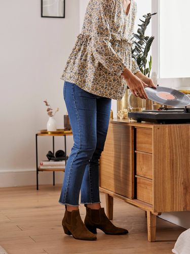 Jean droit effiloché de grossesse entrejambe 68 cm denim - Vertbaudet - Modalova