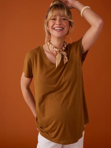 Tee-shirt grossesse col V lin bronze - Envie De Fraise - Modalova