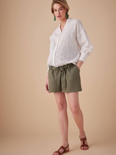 Short grossesse effet paperbag en gaze de coton olive - Envie De Fraise - Modalova