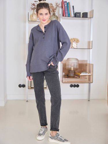 Pull grossesse et allaitement ouverture 3 boutons anthracite - Vertbaudet - Modalova