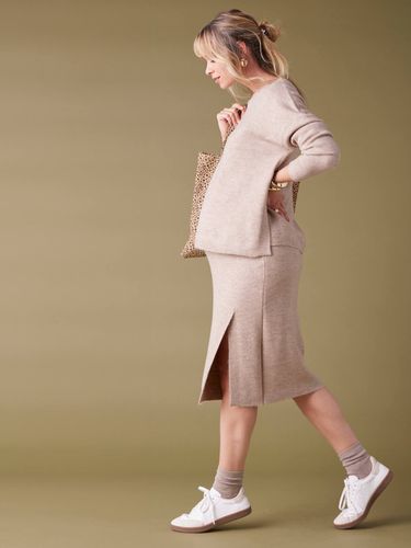 Ensemble pull et jupe tricot taupe - Envie De Fraise - Modalova