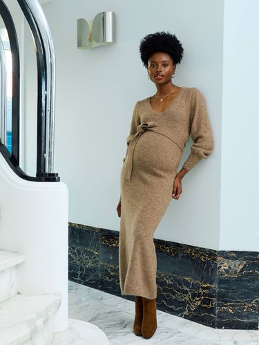 Robe longue de grossesse tricot chiné chocolat - Vertbaudet - Modalova