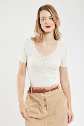 T-shirt col dentelle - laine et soie - ARMOR-LUX - Modalova