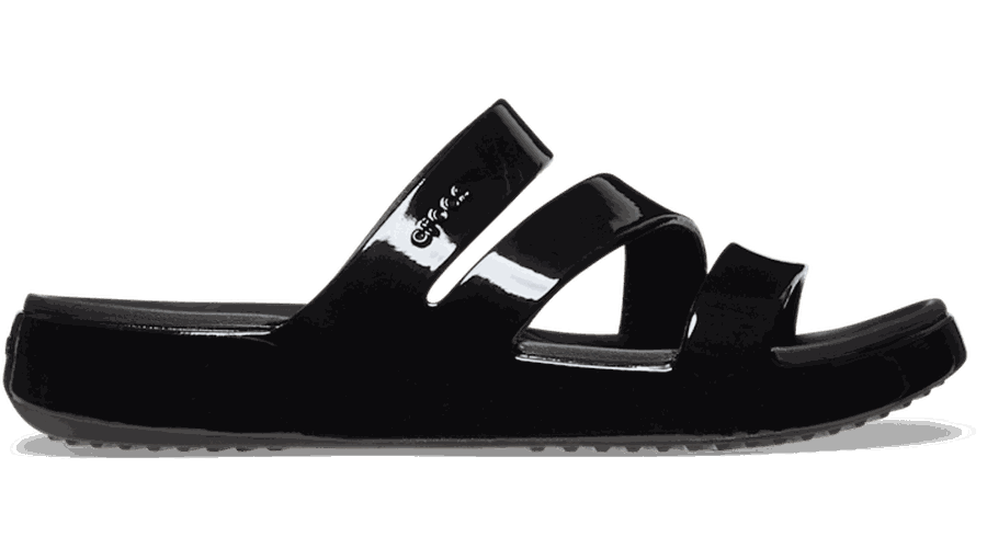 Crocs Getaway Patent Strappy Slides s Black 34 - Crocs FR Feed New - Modalova