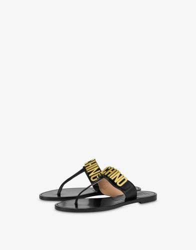 Sandales Tongs En Cuir De Veau Logo Lettering - Moschino - Modalova