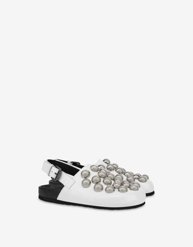 Sabots En Cuir De Veau Gommé Avec Cabochons - Moschino - Modalova