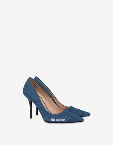 Escarpins En Denim Avec Logo En Caoutchouc - Love Moschino - Modalova