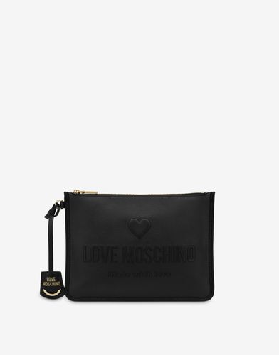 Pochette En Cuir De Veau Love Embossed - Love Moschino - Modalova