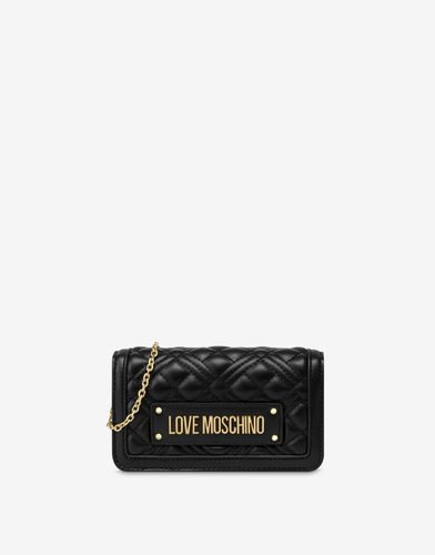 Portefeuille À Chaîne Matelassé Lettering Logo - Love Moschino - Modalova