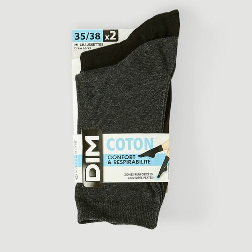 Lot x2 Mi-chaussettes coton, noir - DIM - Modalova