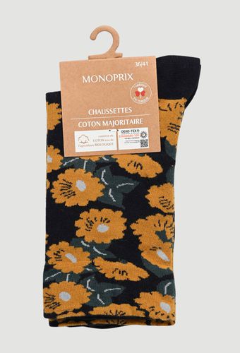 Paire de chaussettes fantaisie à fleurs en coton - MONOPRIX FEMME - Modalova