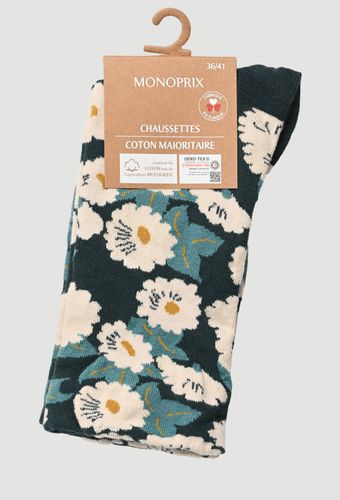 Paire de chaussettes fantaisie à fleurs en coton - MONOPRIX FEMME - Modalova