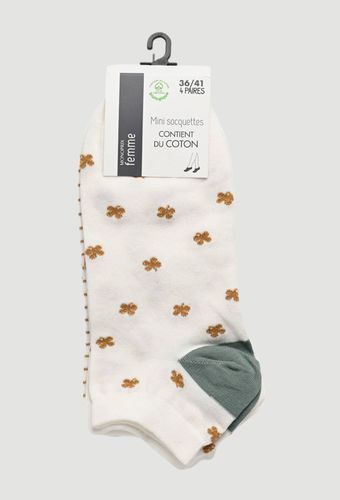 Lot de 2 paires de mini-socquettes fantaisie à fleurs en coton - MONOPRIX FEMME - Modalova