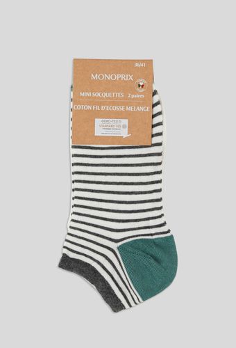 Lot de 2 paires de mini-socquettes fantaisie à rayures en fil d'écosse - MONOPRIX FEMME - Modalova