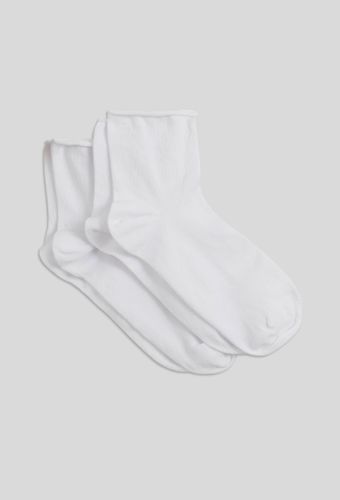 Lot de 2 paires de socquettes à bord rouleauté en coton - MONOPRIX FEMME - Modalova