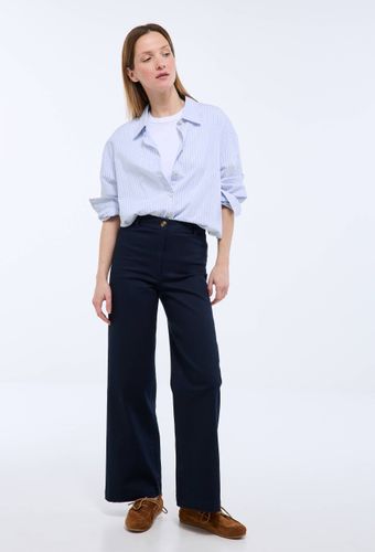 Pantalon large taille haute contenant du coton - MONOPRIX - Modalova