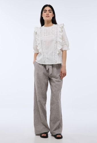 Top manches courtes broderie et dentelle en coton - MONOPRIX - Modalova