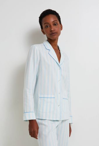 Pyjama col tailleur à rayures en flanelle BIO - MONOPRIX LINGERIE - Modalova