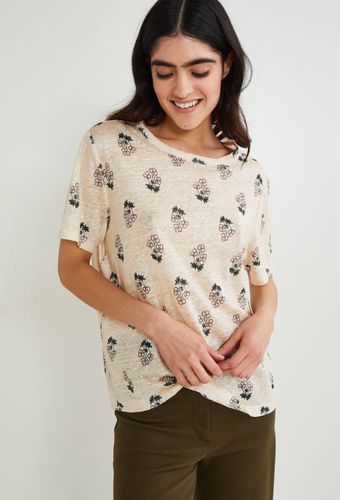 T-shirt manches courtes imprimé en lin, certifié Oeko-Tex - MONOPRIX FEMME - Modalova