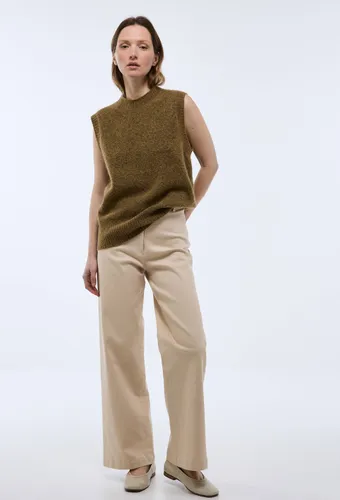 Pantalon large taille haute contenant du coton - MONOPRIX - Modalova