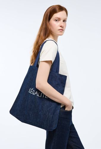 Tote bag brodé en denim - MONOPRIX - Modalova