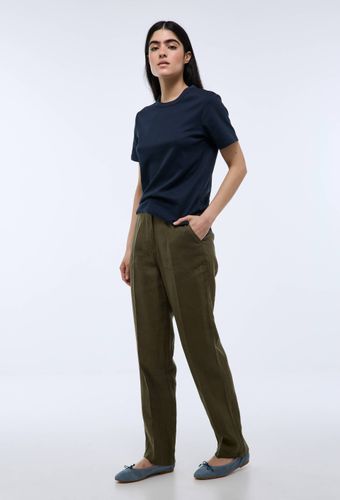 Pantalon carotte à taille semi-élastiquée en lin - MONOPRIX PREMIUM - Modalova