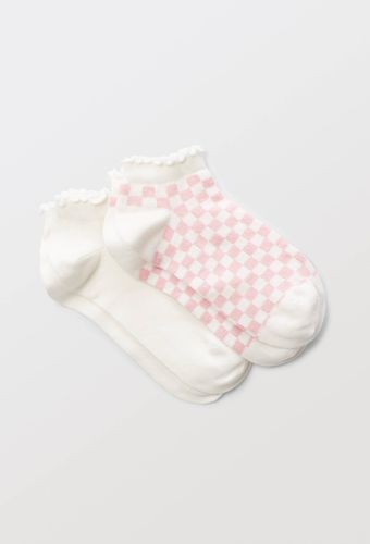 Lot de 2 paires de mini-socquettes à damiers en coton - MONOPRIX FEMME - Modalova