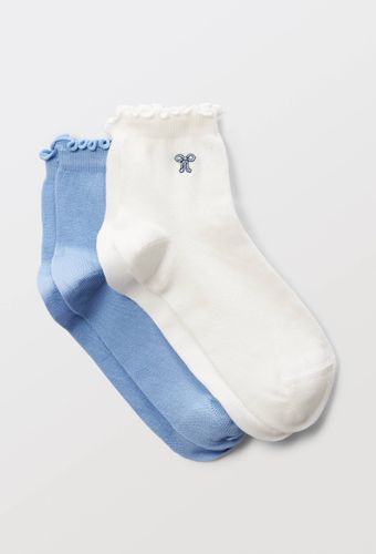 Lot de 2 paires de socquettes fantaisies brodées en coton - MONOPRIX FEMME - Modalova