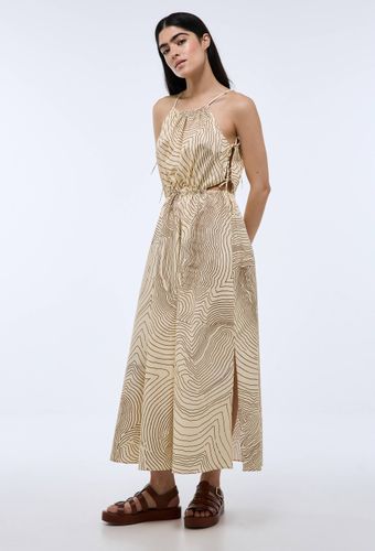 Robe longue détail noeud imprimée en coton - MONOPRIX - Modalova