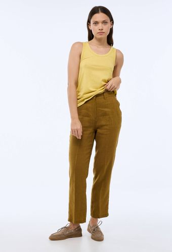 Pantalon carotte à taille semi-élastiquée en lin - MONOPRIX PREMIUM - Modalova