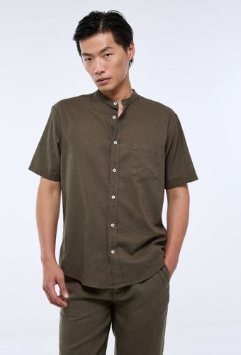 Chemise manches courtes col mao en lin - MONOPRIX - Modalova