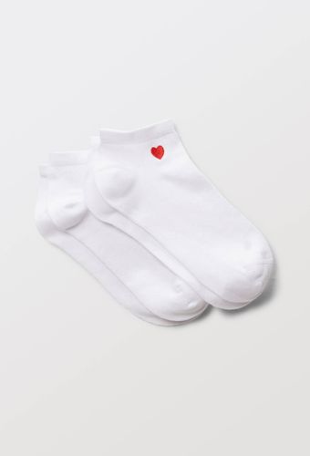 Lot de 2 paires de mini-socquettes fantaisie avec un motif brodé coeur en coton - MONOPRIX FEMME - Modalova