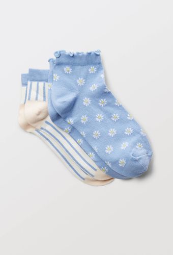 Lot de 2 paires de socquettes fantaisie avec motifs fleurs en coton - MONOPRIX FEMME - Modalova