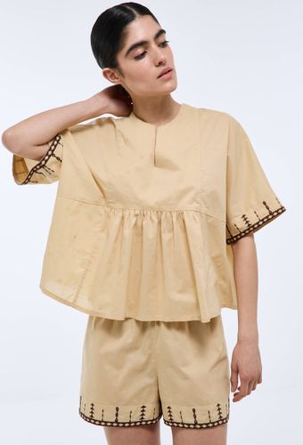 Pyjashort à broderies en coton - MONOPRIX - Modalova
