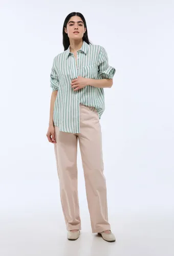 Chemise manches longues rayée en lin - MONOPRIX PREMIUM - Modalova