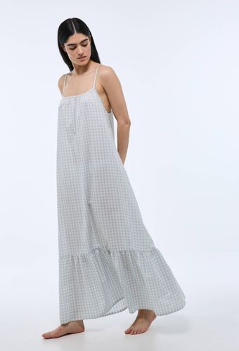 Chemise de nuit longue fines bretelles rayée en coton BIO GOTS - MONOPRIX - Modalova