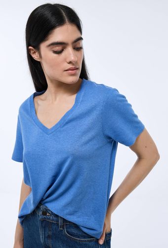 T-shirt manches courtes uni contenant du lin - MONOPRIX - Modalova