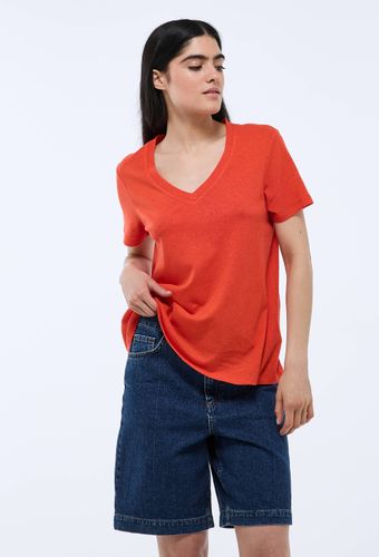 T-shirt manches courtes uni contenant du lin - MONOPRIX - Modalova