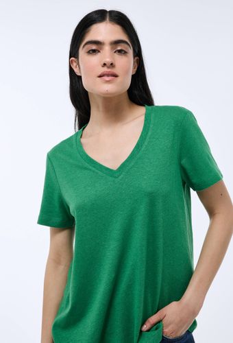 T-shirt manches courtes uni contenant du lin - MONOPRIX - Modalova