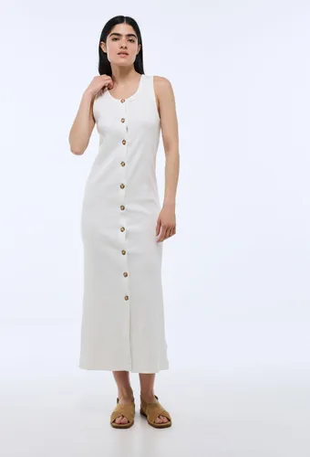 Robe en maille côtelé boutonée en coton BIO GOTS - MONOPRIX - Modalova