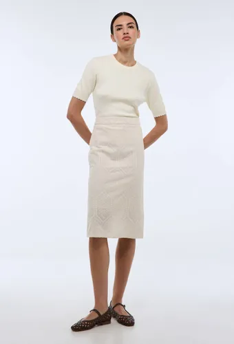 Jupe midi brodée unie en coton - MONOPRIX - Modalova