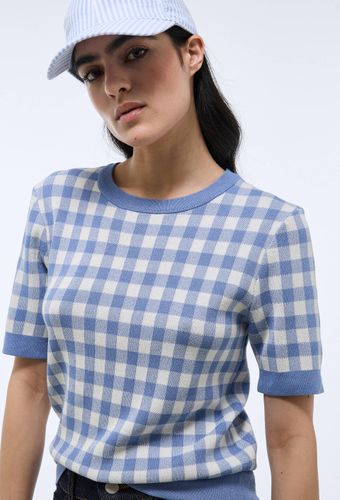 Pull manches courtes motif vichy - MONOPRIX - Modalova