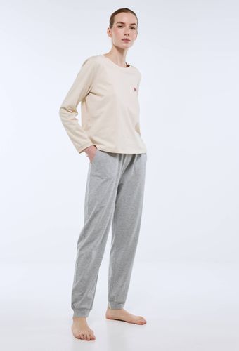Pyjama uni en coton jersey BIO avec coeur brodé - MONOPRIX - Modalova