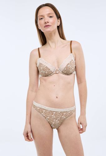 Culotte ZOE en microfibre imprimée et dentelle - MONOPRIX - Modalova