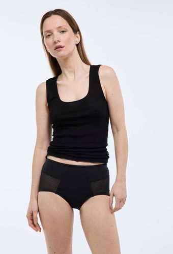 Culotte taille haute en microfibre et dentelle - MONOPRIX - Modalova