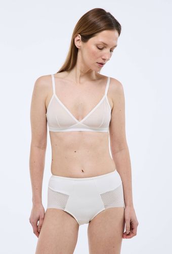 Culotte taille haute en microfibre et dentelle - MONOPRIX - Modalova