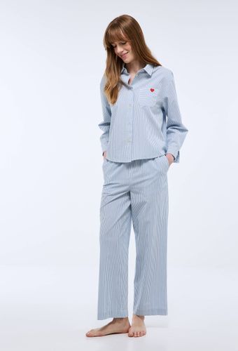 Pyjama rayé avec coeur brodé en voile de coton BIO - MONOPRIX - Modalova