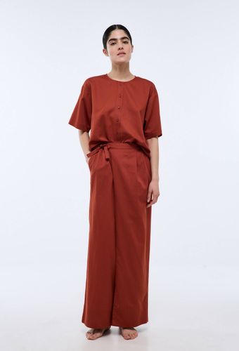 Pantalon uni en satin de coton bio GOTS - MONOPRIX - Modalova